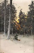 Mauritz Lindstrom Fox in Winter Forest oil on canvas
